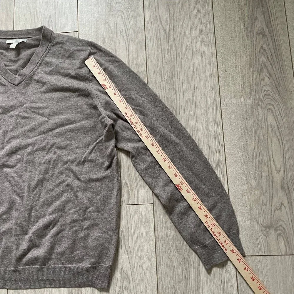 Nordstrom Men's V Neck Pullover Merino Wool Sweater Knit Long Sleeves Gray XL